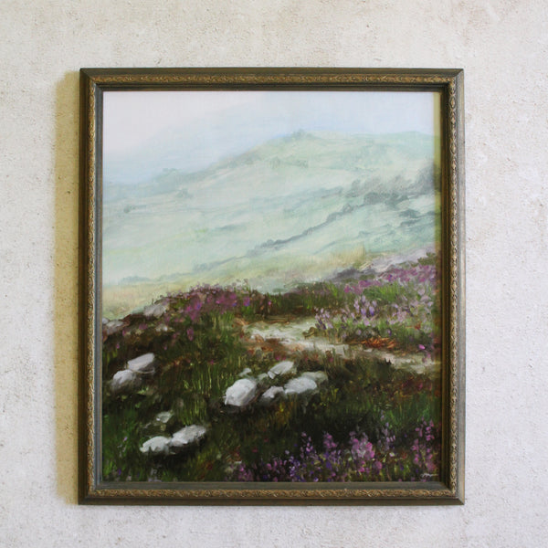 Vintage Framed Print: Heather in the Peak District | 12x16"