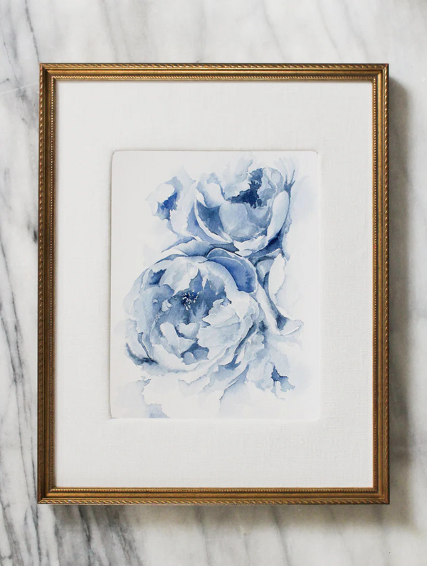 Blue Peonies no.12 | Watercolor on Paper | 9x12"