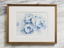 Blue Peonies no.14 | Watercolor on Paper | 9x12"