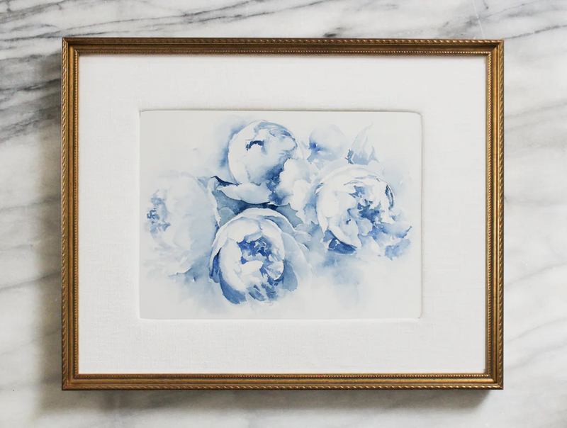 Blue Peonies no.14 | Watercolor on Paper | 9x12"