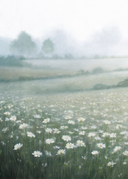 White Daisies Landscape Art Print