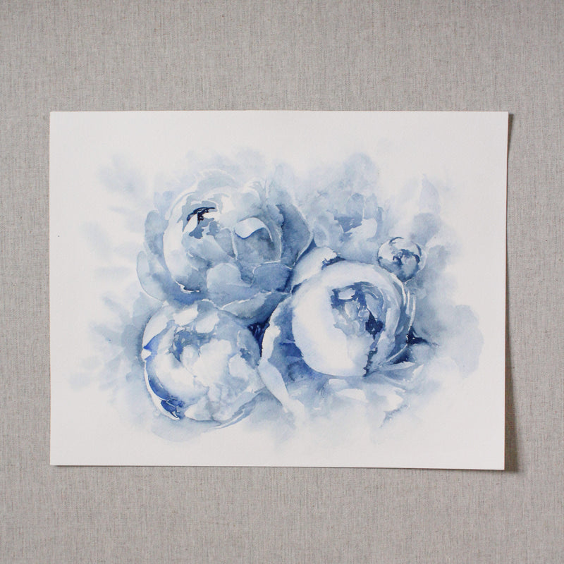 Blue Peonies no.21 | Watercolor on Paper | 11x14"