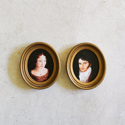 Set of Vintage Framed Prints: Portraits of Mr. Darcy & Elizabeth Bennet | 4x5"
